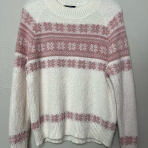 Cozy Fuzzy Cream Mauve Winter Holiday Sweater Men's Crewneck Sweater M‎